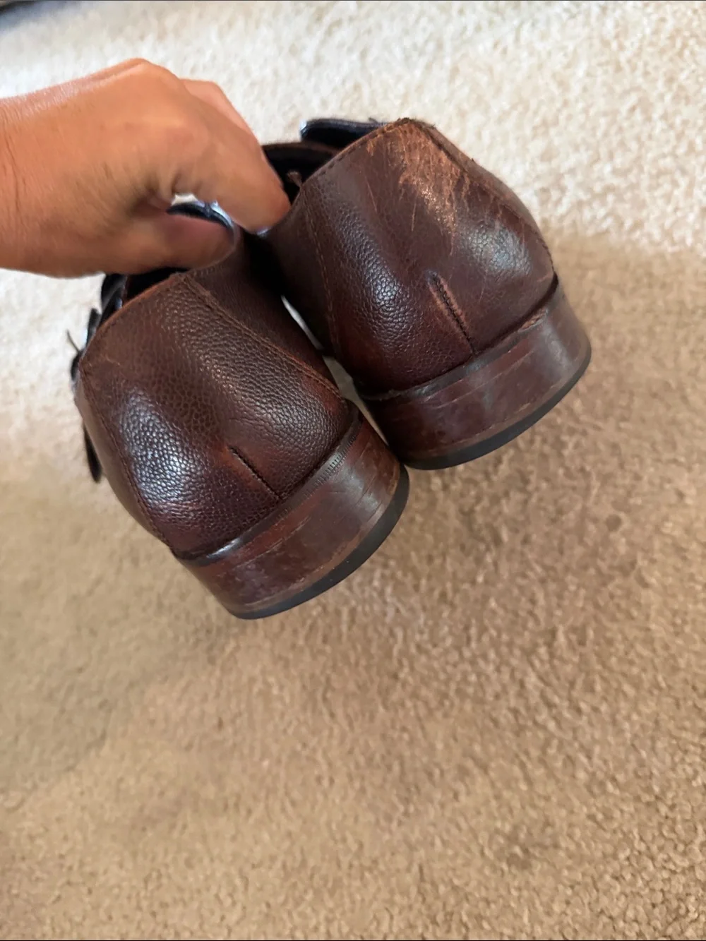 Cole Haan Men's Dark Brown Leather Single Monk Strap Oxfords